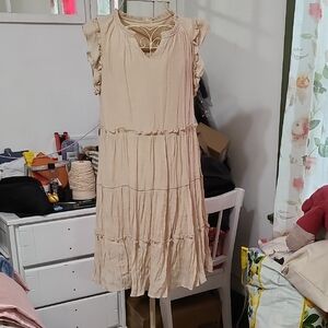 Elegant Cream Ruffle Dress